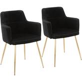 Andrew Dining Accent Chair in Black Velvet & Gold Metal (Set of 2)
